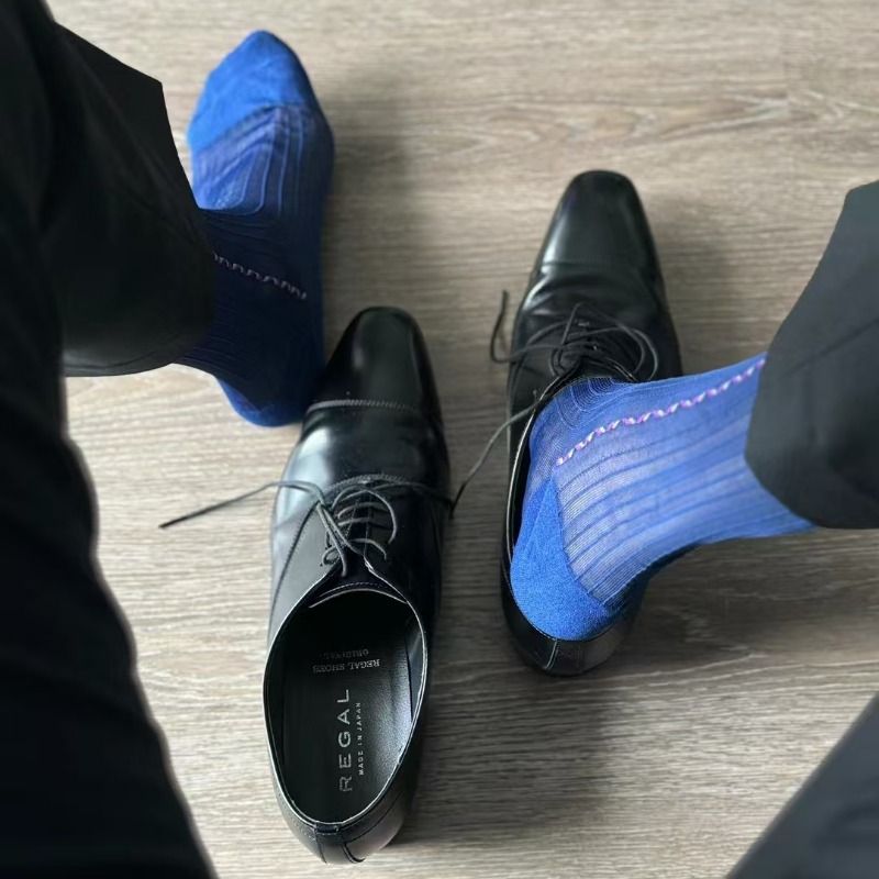 Men'S Vintage Formal Wear - جوارب رجالية رسمية زرقاء وسوداء، جوارب