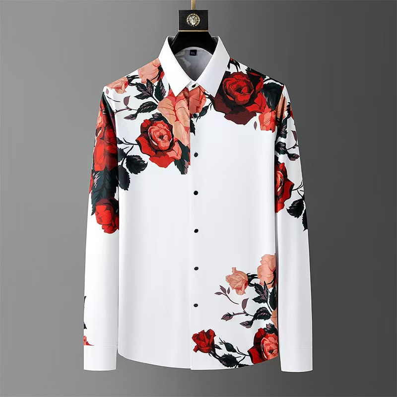 Men'S Vintage Formal Wear - قميص رجالي كلاسيكي بأكمام طويلة مطبوع
