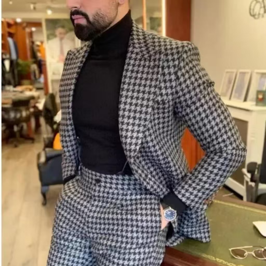 Houndstooth خمر الرجال البدلة  - مراجعة Men'S Vintage Formal Wear وسعره