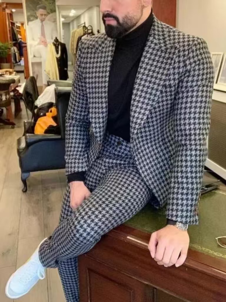Houndstooth خمر الرجال البدلة  - مراجعة Men'S Vintage Formal Wear وسعره