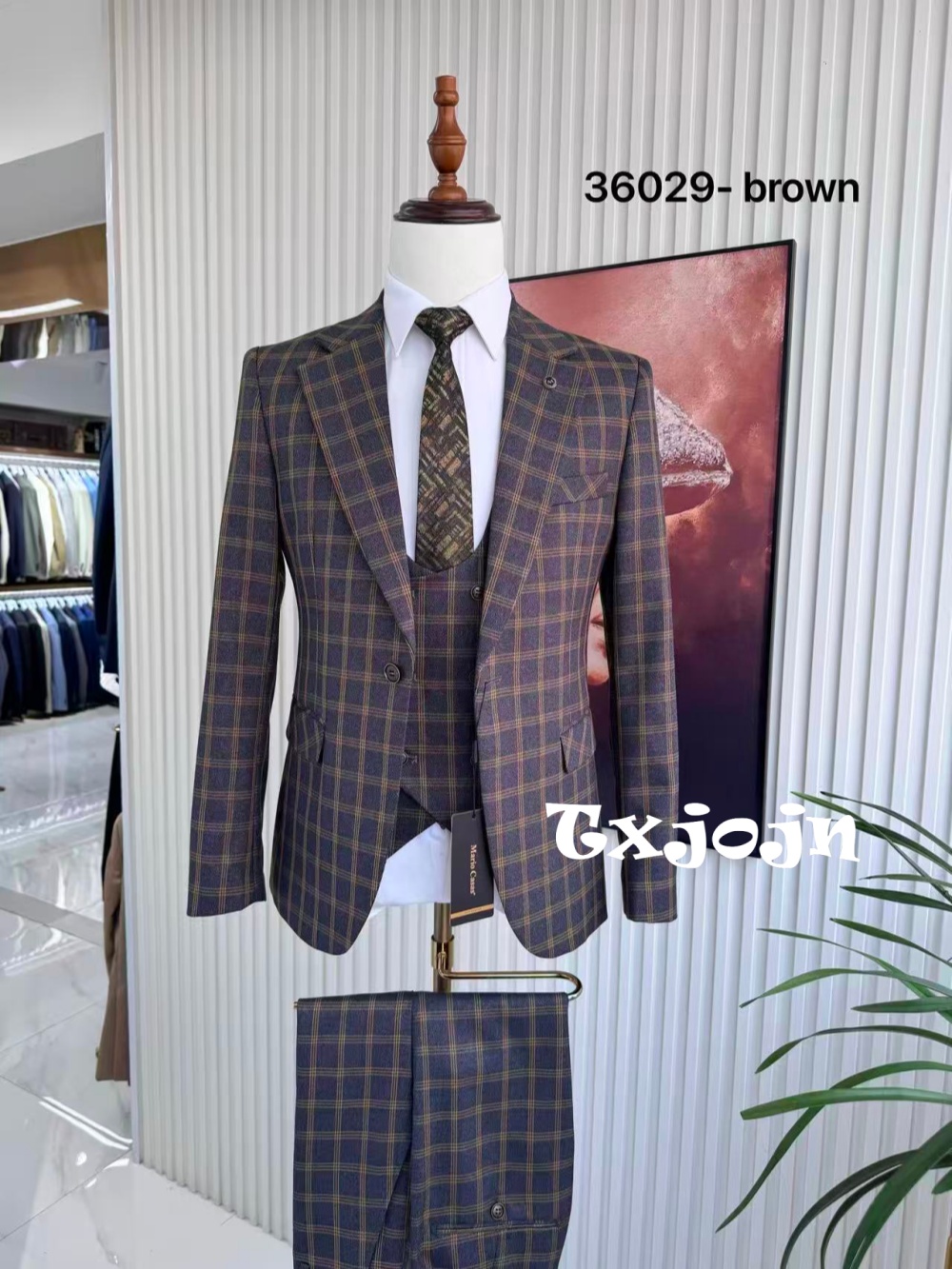 طقم بدلة رجالي أنيق منقوش من 3 - مراجعة Men Formal Wear Sale وسعره